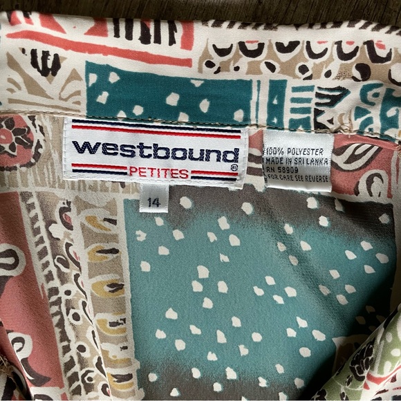 VINTAGE 1990s patchwork pattern button down blouse - Picture 10 of 11